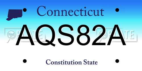 AQS82A Connecticut License Plate