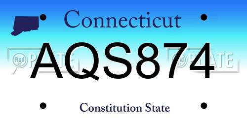 AQS874 Connecticut License Plate