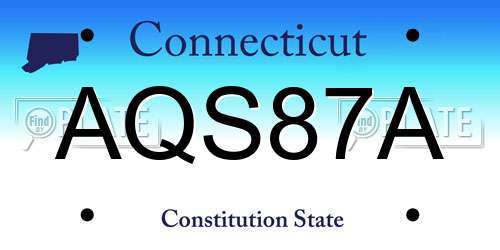 AQS87A Connecticut License Plate