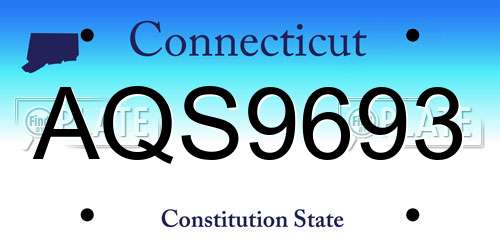 AQS9693 Connecticut License Plate