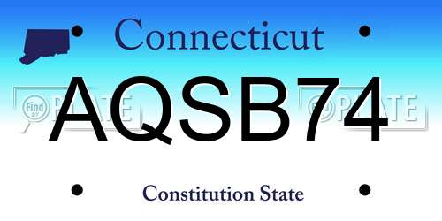 AQSB74 Connecticut License Plate