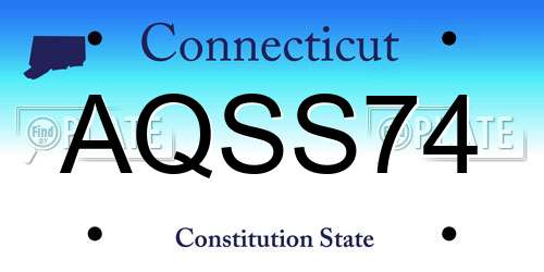 AQSS74 Connecticut License Plate