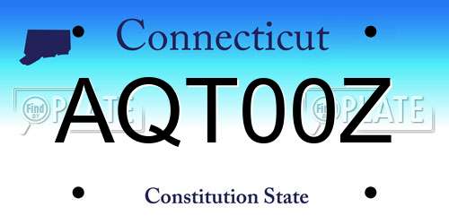 AQT00Z Connecticut License Plate