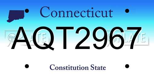 AQT2967 Connecticut License Plate