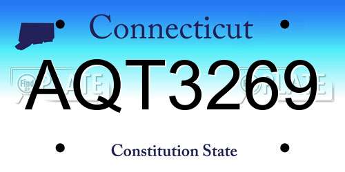 AQT3269 Connecticut License Plate