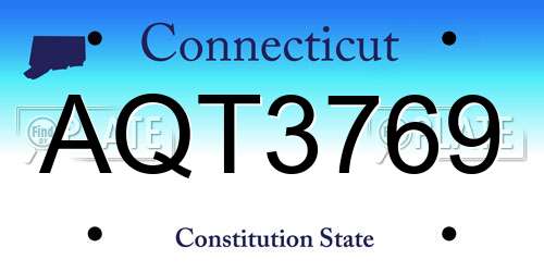 AQT3769 Connecticut License Plate