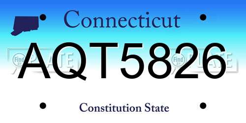AQT5826 Connecticut License Plate