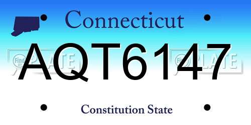 AQT6147 Connecticut License Plate