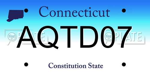 AQTD07 Connecticut License Plate