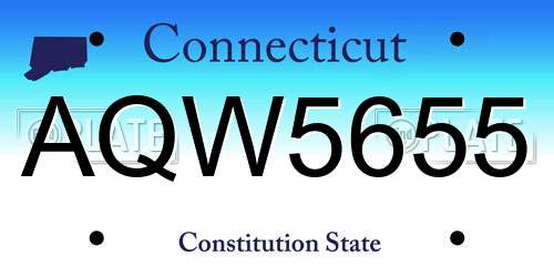AQW5655 Connecticut License Plate