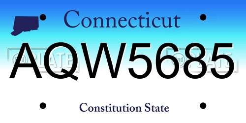 AQW5685 Connecticut License Plate