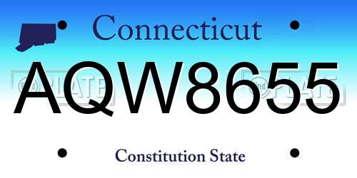 AQW8655 Connecticut License Plate