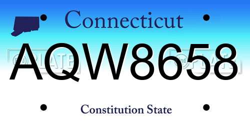 AQW8658 Connecticut License Plate