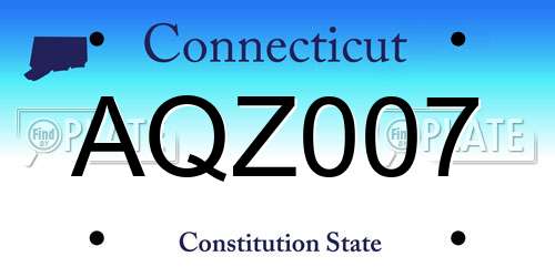 AQZ007 Connecticut License Plate