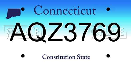 AQZ3769 Connecticut License Plate