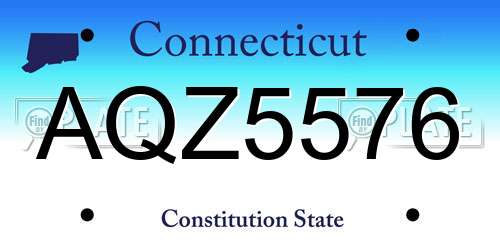 AQZ5576 Connecticut License Plate