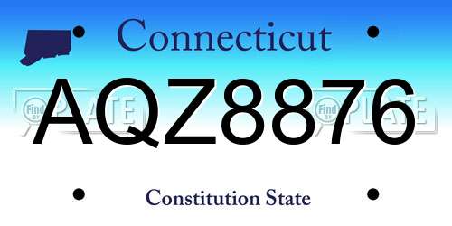 AQZ8876 Connecticut License Plate