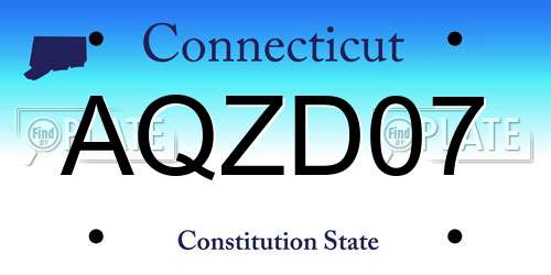 AQZD07 Connecticut License Plate