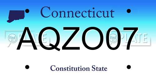 AQZO07 Connecticut License Plate