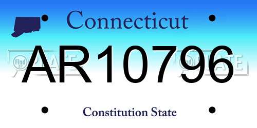 AR10796 Connecticut License Plate