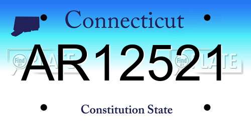 AR12521 Connecticut License Plate