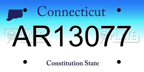 AR13077 Connecticut License Plate