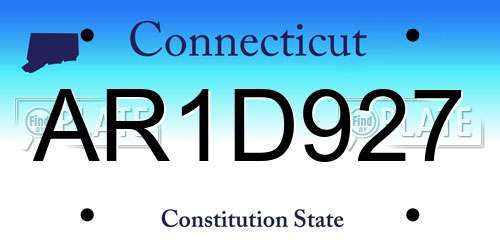 AR1D927 Connecticut License Plate