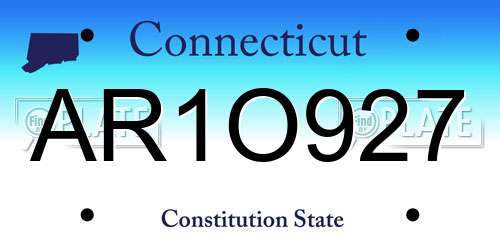 AR1O927 Connecticut License Plate