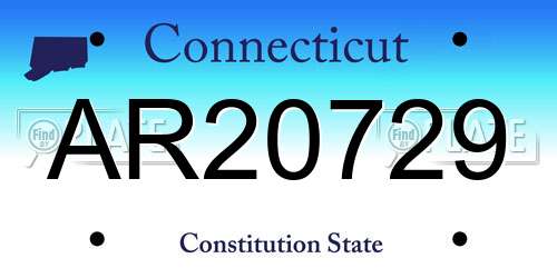 AR20729 Connecticut License Plate