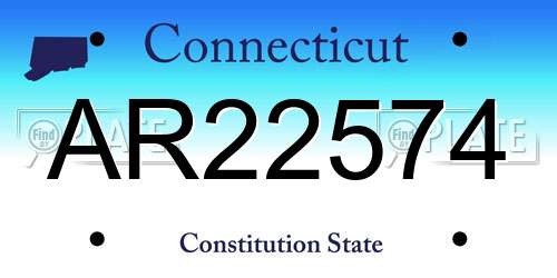 AR22574 Connecticut License Plate