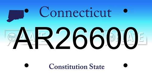 AR26600 Connecticut License Plate