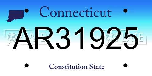 AR31925 Connecticut License Plate