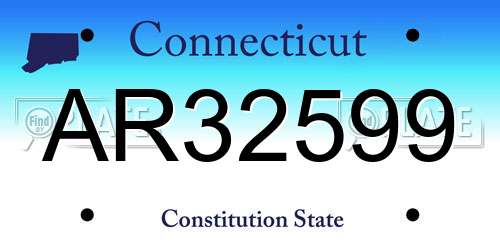 AR32599 Connecticut License Plate