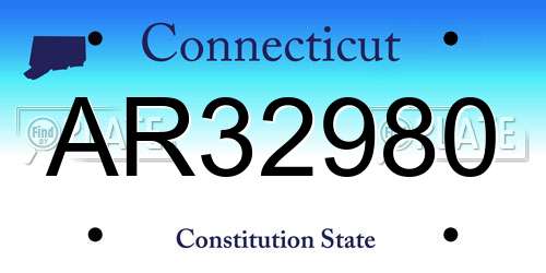 AR32980 Connecticut License Plate