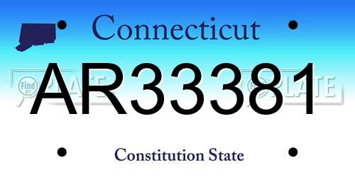 AR33381 Connecticut License Plate