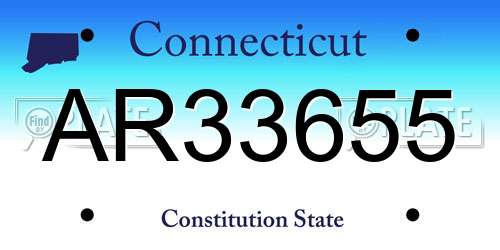 AR33655 Connecticut License Plate