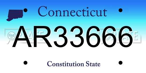 AR33666 Connecticut License Plate
