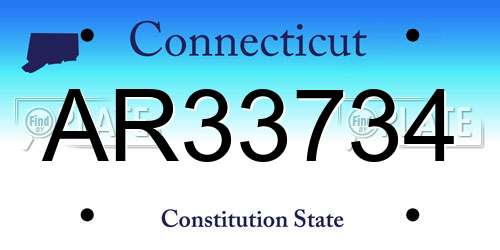 AR33734 Connecticut License Plate