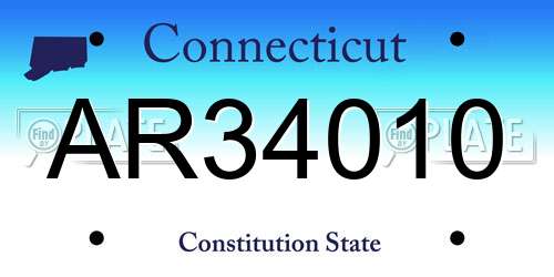 AR34010 Connecticut License Plate