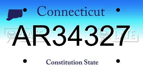 AR34327 Connecticut License Plate