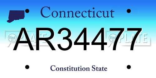 AR34477 Connecticut License Plate