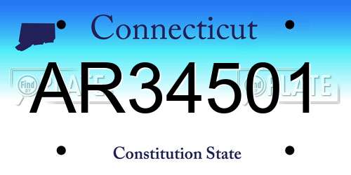 AR34501 Connecticut License Plate