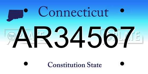 AR34567 Connecticut License Plate