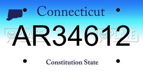 AR34612 Connecticut License Plate