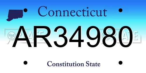 AR34980 Connecticut License Plate