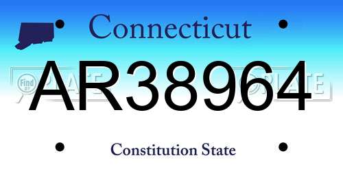 AR38964 Connecticut License Plate
