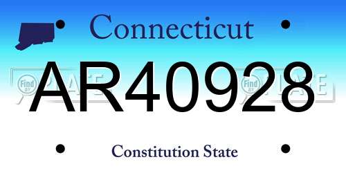 AR40928 Connecticut License Plate