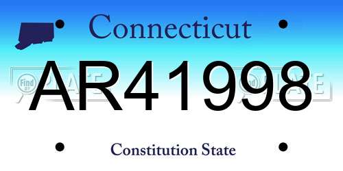 AR41998 Connecticut License Plate