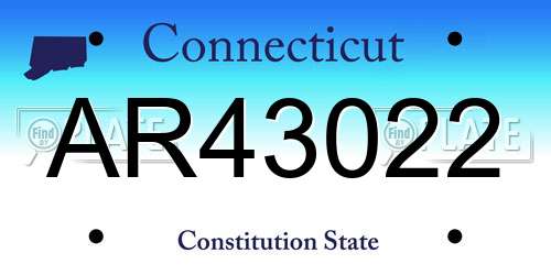 AR43022 Connecticut License Plate