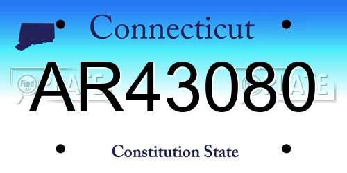 AR43080 Connecticut License Plate